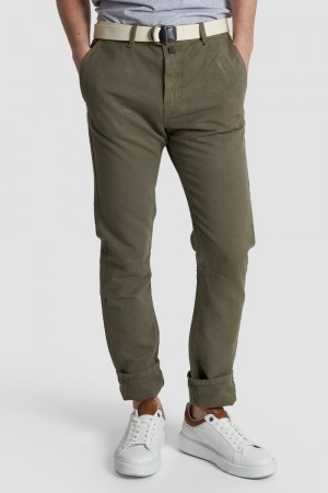 Παντελόνι Chino La Martina ανδρικα Regular-fit βαμβακερα And Linen βαθυ πρασινο | DUJ-1162