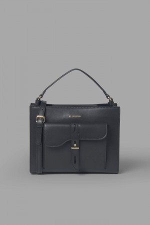 τσαντα La Martina γυναικεια Front Pocket-embellished δερματινα μαυρα | OHW-8076