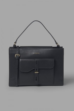 τσαντα La Martina γυναικεια Front Pocket-embellished δερματινα μαυρα | XPD-4460
