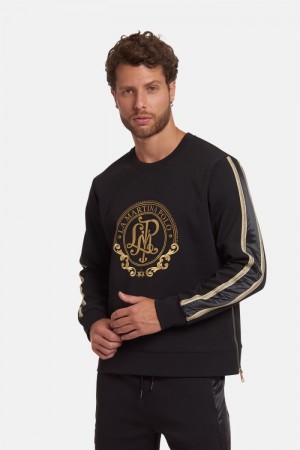 Φουτερ La Martina ανδρικα Regular-fit Brushed βαμβακερα μαυρα | SWS-3338