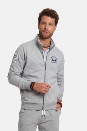 Φουτερ La Martina ανδρικα Regular-fit Brushed βαμβακερα ανοιχτο γκρι | ZEM-6378