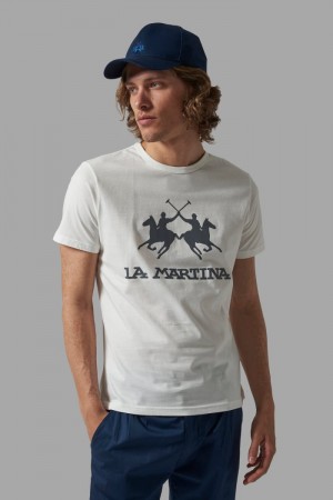 T Shirt La Martina ανδρικα Regular-fit ασπρα | SNE-0061