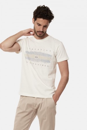 T Shirt La Martina ανδρικα Regular-fit βαμβακερα ασπρα | TAY-8425