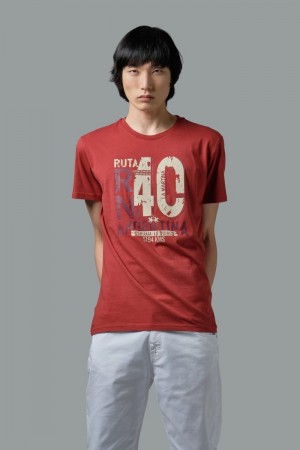 T Shirt La Martina ανδρικα Regular-fit βαμβακερα κοκκινα | WAF-8450