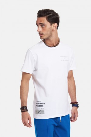 T Shirt La Martina ανδρικα Regular-fit βαμβακερα ασπρα | WFH-3591