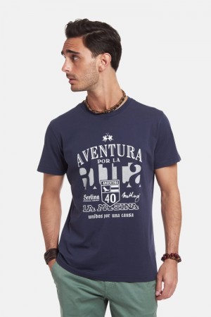 T Shirt La Martina ανδρικα Regular-fit βαμβακερα σκουρο μπλε | CBM-5057
