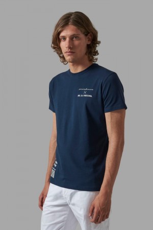 T Shirt La Martina ανδρικα Regular-fit βαμβακερα σκουρο μπλε | GYB-5336