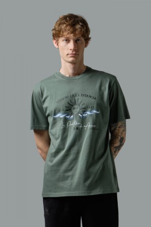 T Shirt La Martina ανδρικα Ανεση-fit 100% βαμβακερα Ελιά | VLA-4102