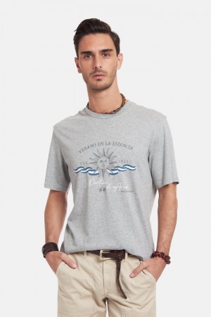 T Shirt La Martina ανδρικα Ανεση-fit 100% βαμβακερα ανοιχτο γκρι | KHT-1121