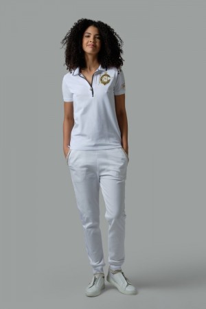 Μπλουζακια Πολο La Martina γυναικεια Regular-fit Sequin ασπρα | XQB-4012