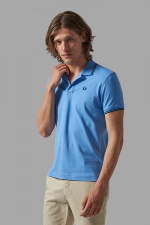Μπλουζακια Πολο La Martina ανδρικα Slim-fit Stretch Piqué μπλε | FSV-9069
