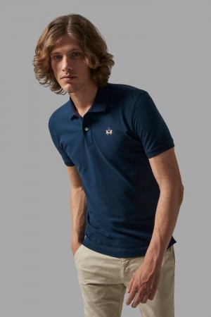 Μπλουζακια Πολο La Martina ανδρικα Slim-fit σκουρο μπλε | YYG-6799