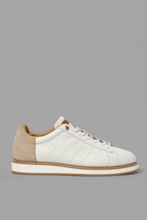 Αθλητικα Παπουτσια La Martina ανδρικα δερματινα With A Crepe flatforms Sole ασπρα καφε | WDJ-0495