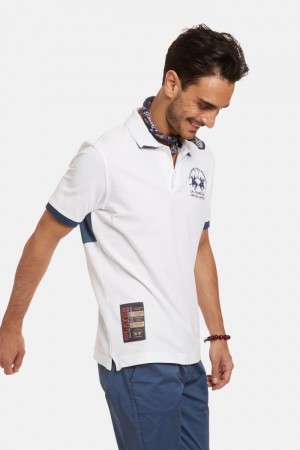 Μπλουζακια Πολο La Martina ανδρικα κοντο-sleeved Regular Fit ασπρα | III-7975