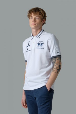 Μπλουζακια Πολο La Martina ανδρικα κοντο-sleeved Regular Fit ασπρα | LAF-1730