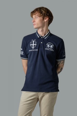 Μπλουζακια Πολο La Martina ανδρικα κοντο-sleeved Regular Fit σκουρο μπλε | WIG-0695