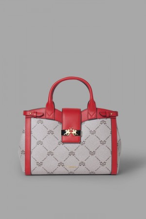 satchel τσαντεσ La Martina γυναικεια Featuring An All-over Logo Print κοκκινα | OWW-9579