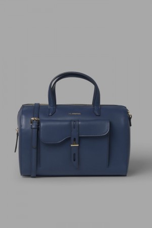 satchel τσαντεσ La Martina γυναικεια Front Pocket-embellished δερματινα σκουρο μπλε | PHU-0478